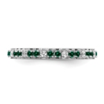 14k White Gold Stackable Expressions Created Emerald and Dia. Ring - Image 4