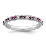 14k White Gold Stackable Expressions Rhodolite Garnet and Dia. Ring