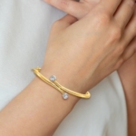 14k Two-tone AA Diamond Hinged Bangle - Image 3