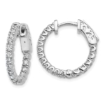 True Origin White Gold 1 carat Lab Grown Diamond VS/SI  D E F  Safety Clasp In and Out Hoop Earrings