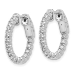 True Origin White Gold 1 carat Lab Grown Diamond VS/SI  D E F  Safety Clasp In and Out Hoop Earrings - Image 2