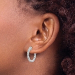 True Origin White Gold 1 carat Lab Grown Diamond VS/SI  D E F  Safety Clasp In and Out Hoop Earrings - Image 4