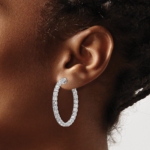 14kw Oro Spotlight Lab Grown Dia. SI+, H+, Round Hoop w/Safety Clasp Earrings - Image 3